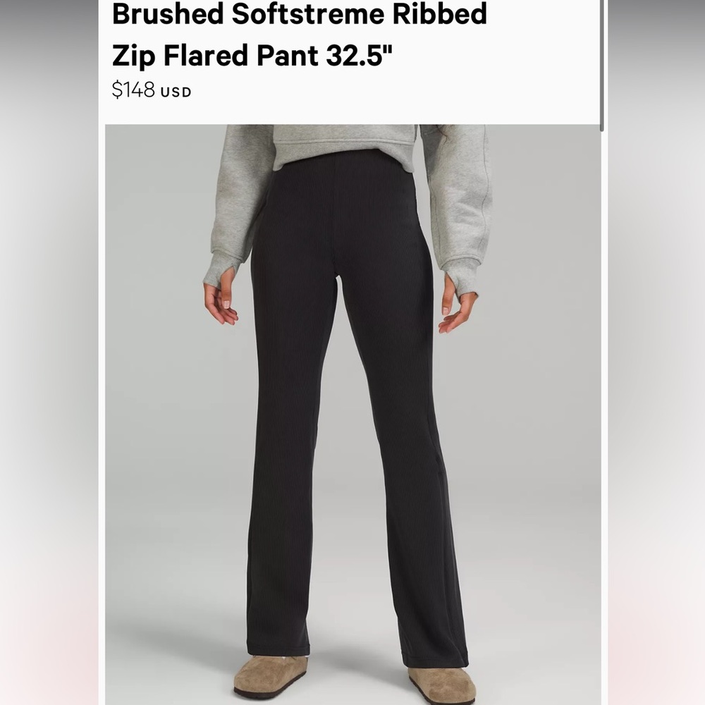 Brushed Softstreme Ribbed Zip Flared Pant 32.5" Size 6 Black